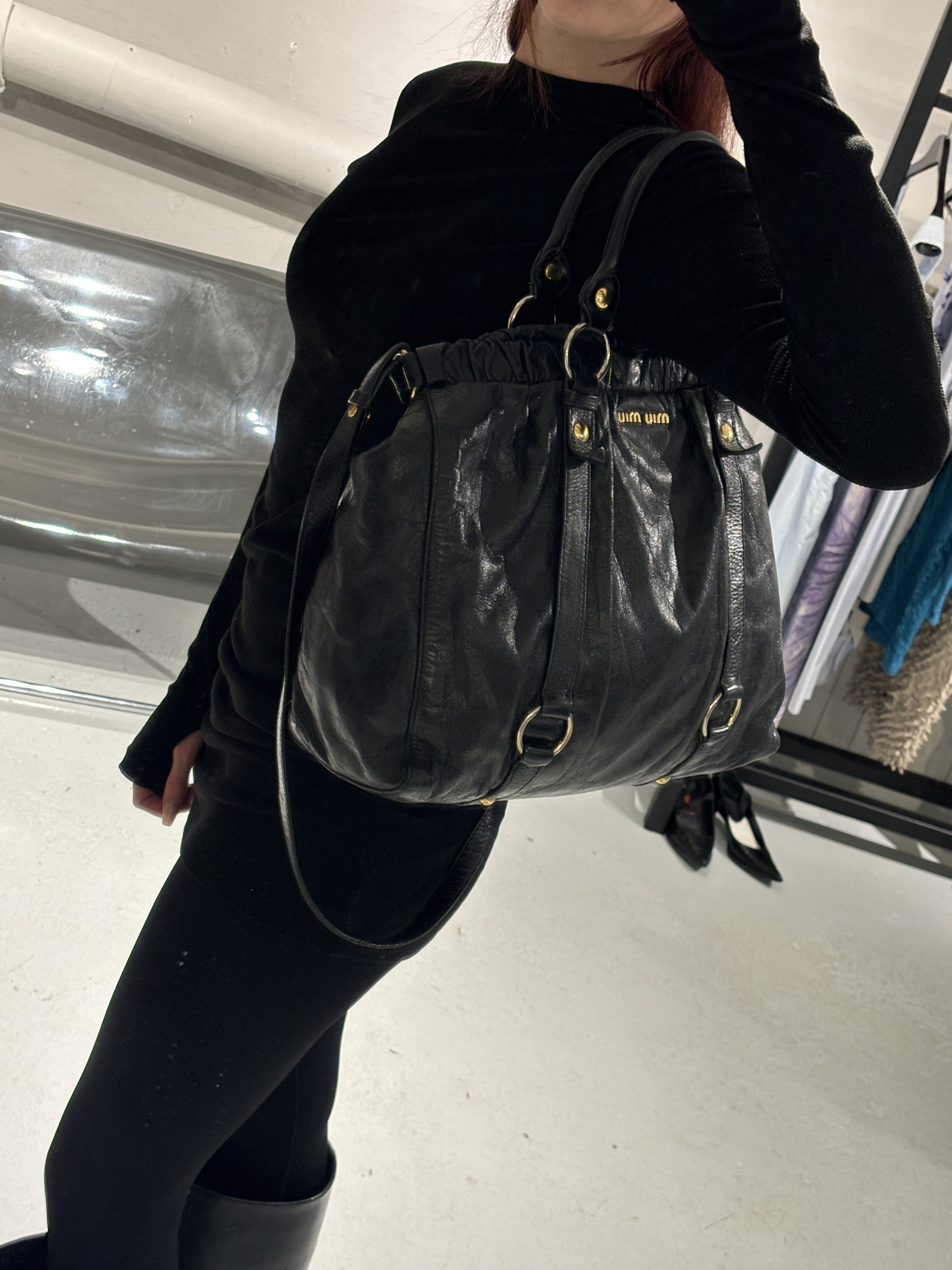 Miu Miu Vitello Lux Bow Tote Large