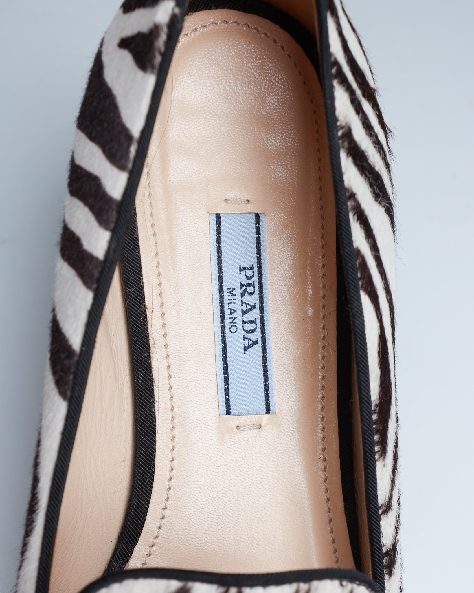 Prada calf hair loafers