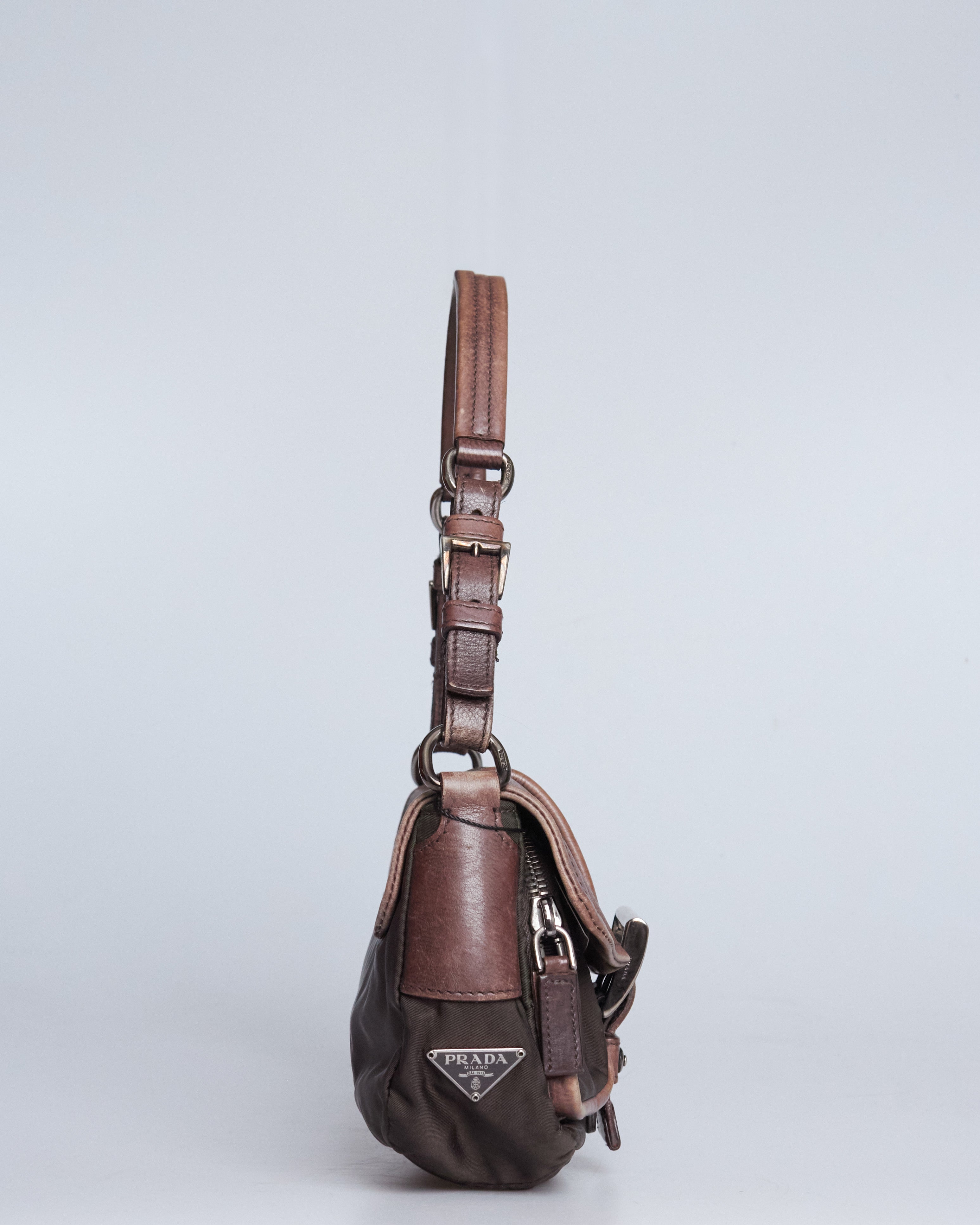 Prada Nappa Studded Nylon Baguette