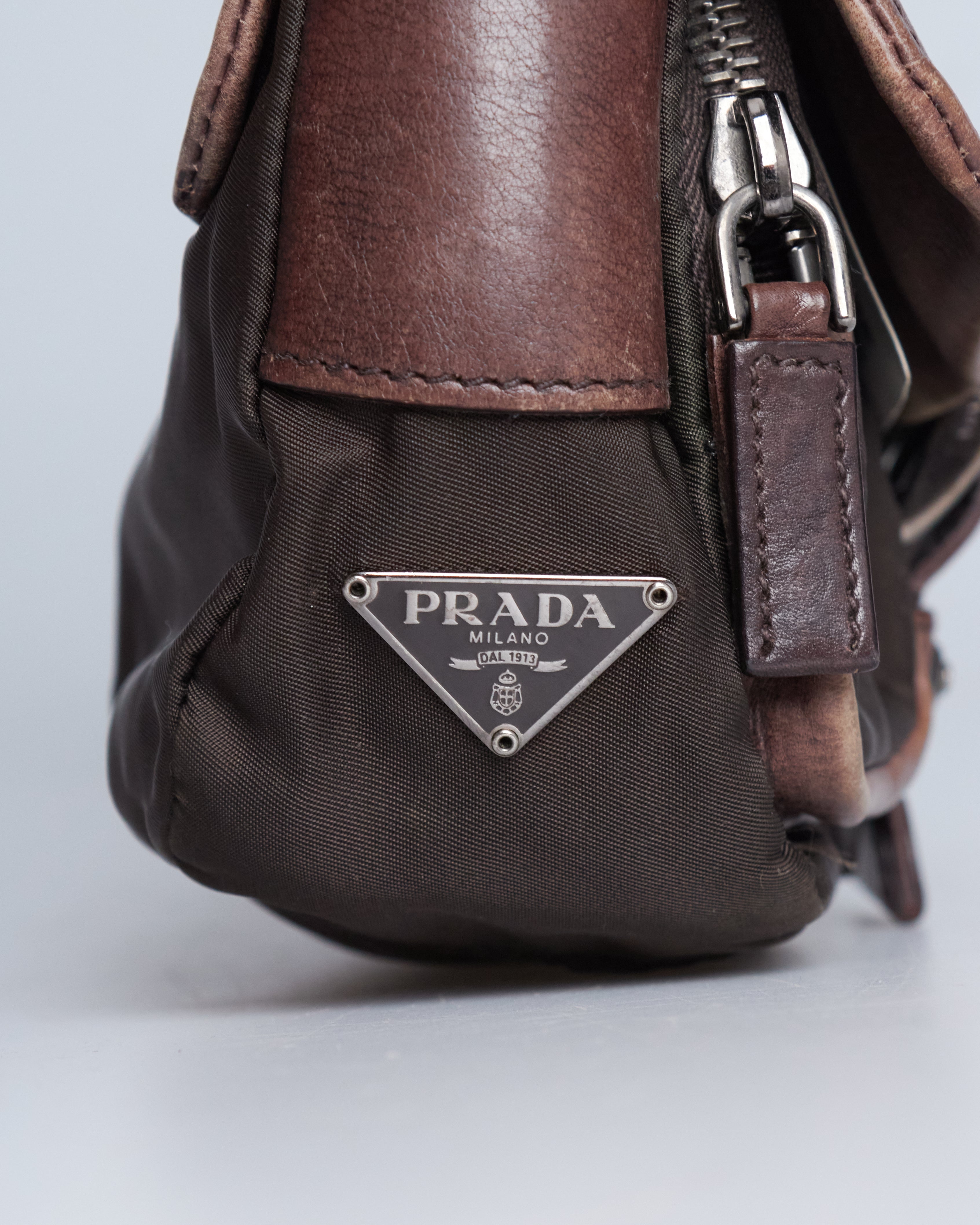 Prada Nappa Studded Nylon Baguette