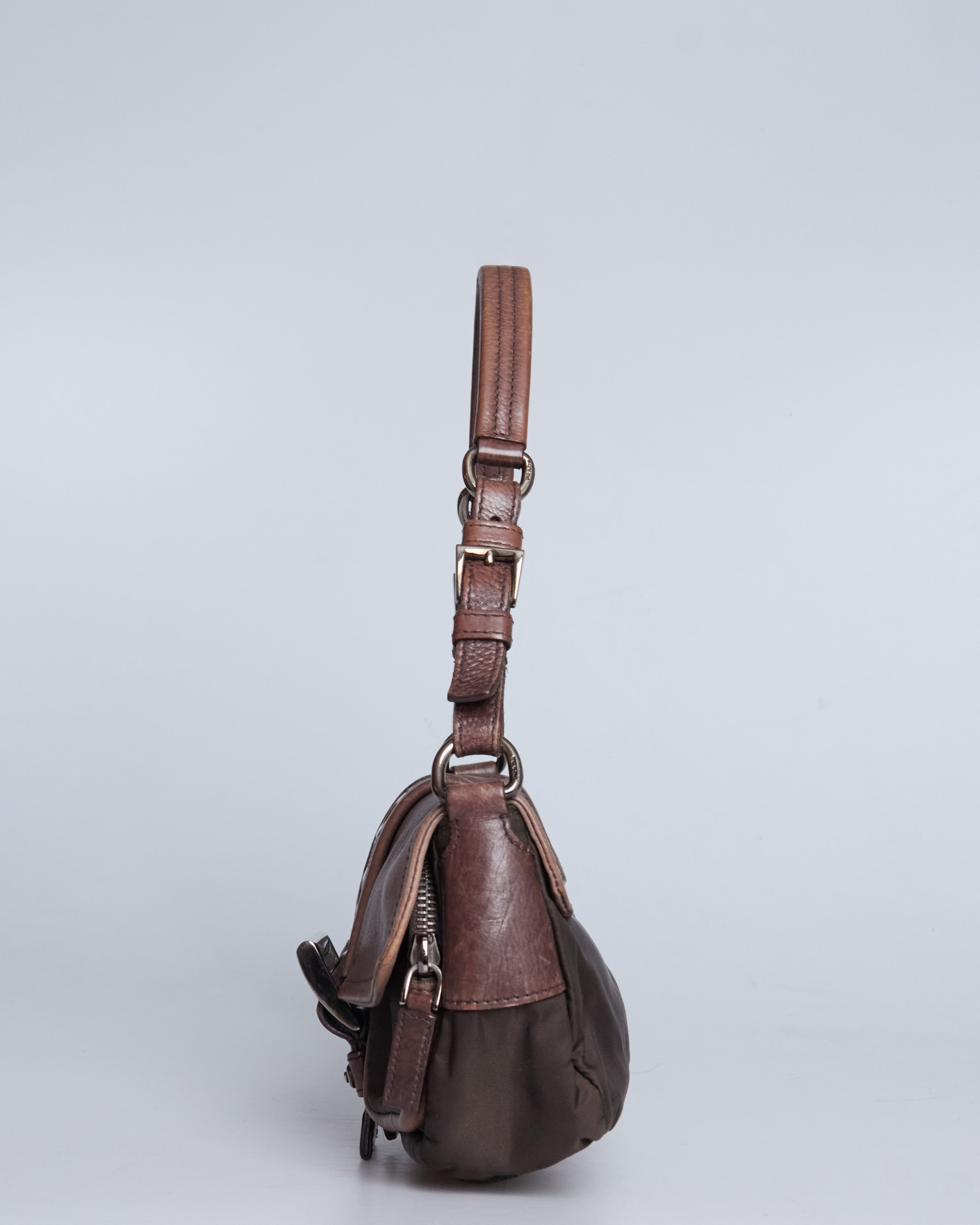 Prada Nappa Studded Nylon Baguette