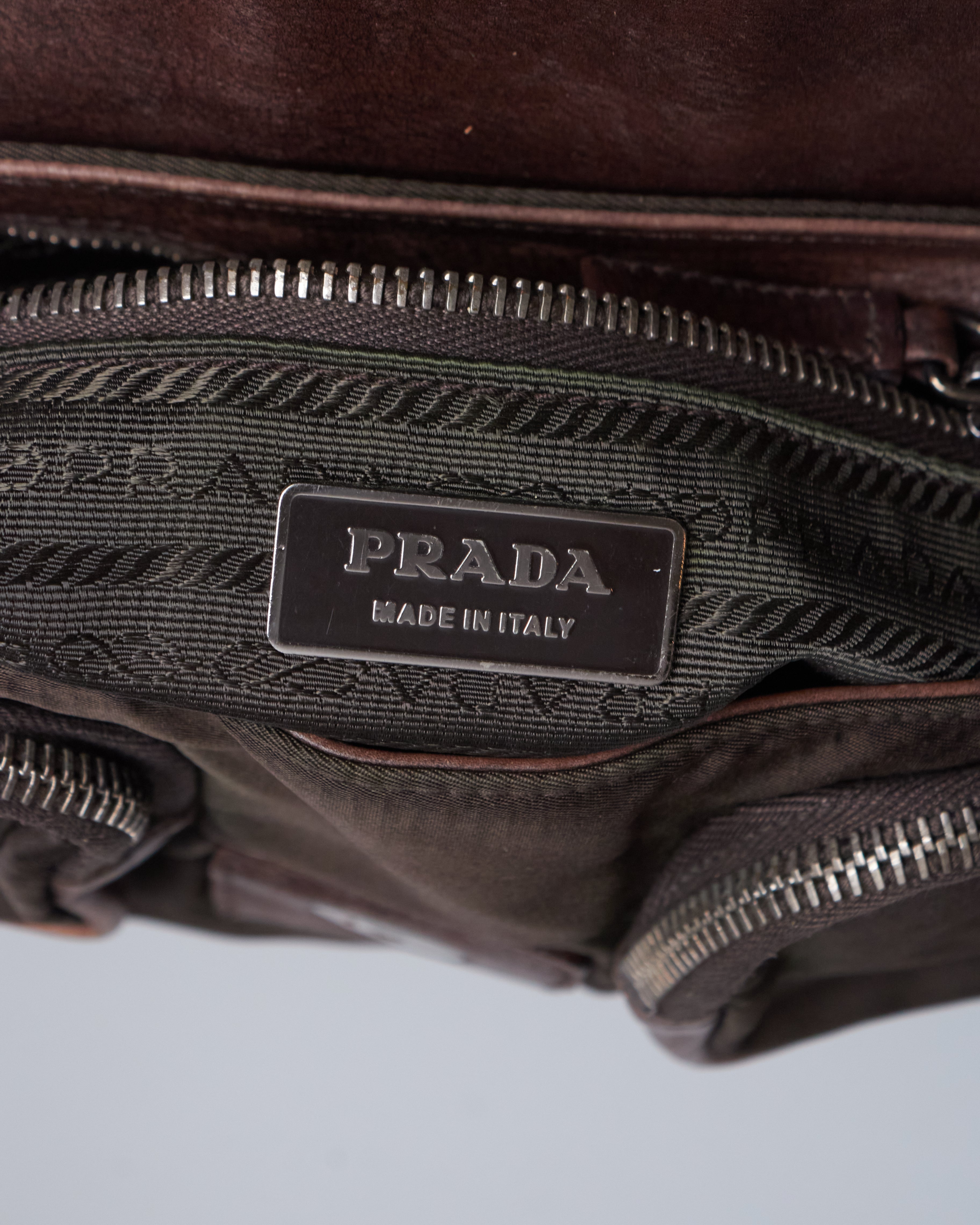 Prada Nappa Studded Nylon Baguette