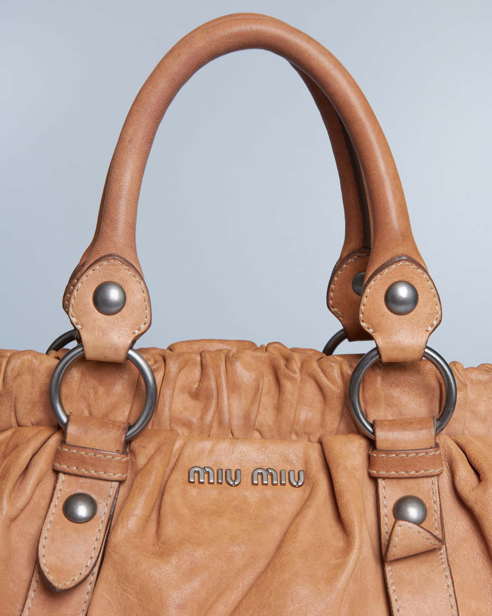 Miu Miu Vitello Lux Gathered Handle Bag