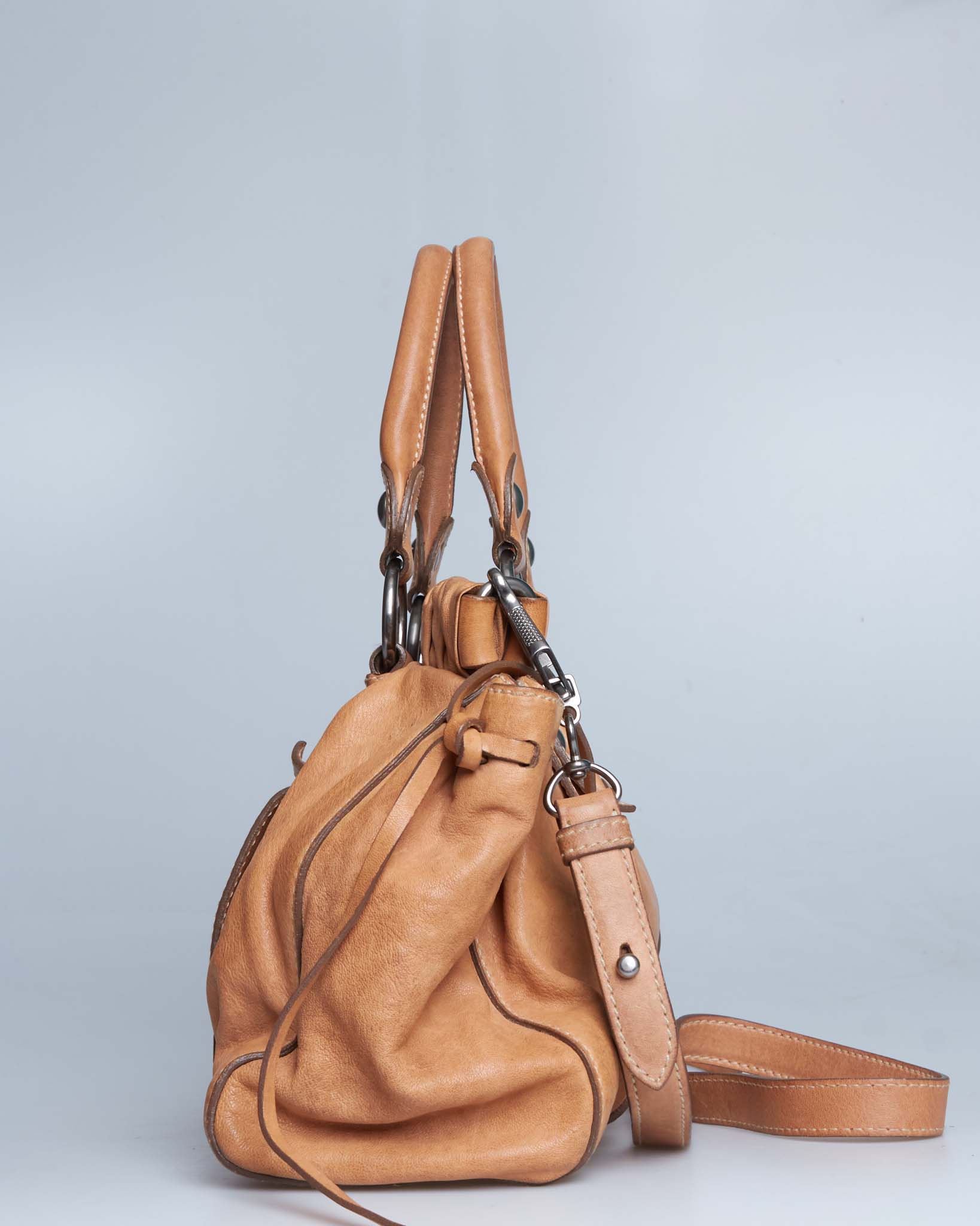 Miu Miu Vitello Lux Gathered Handle Bag