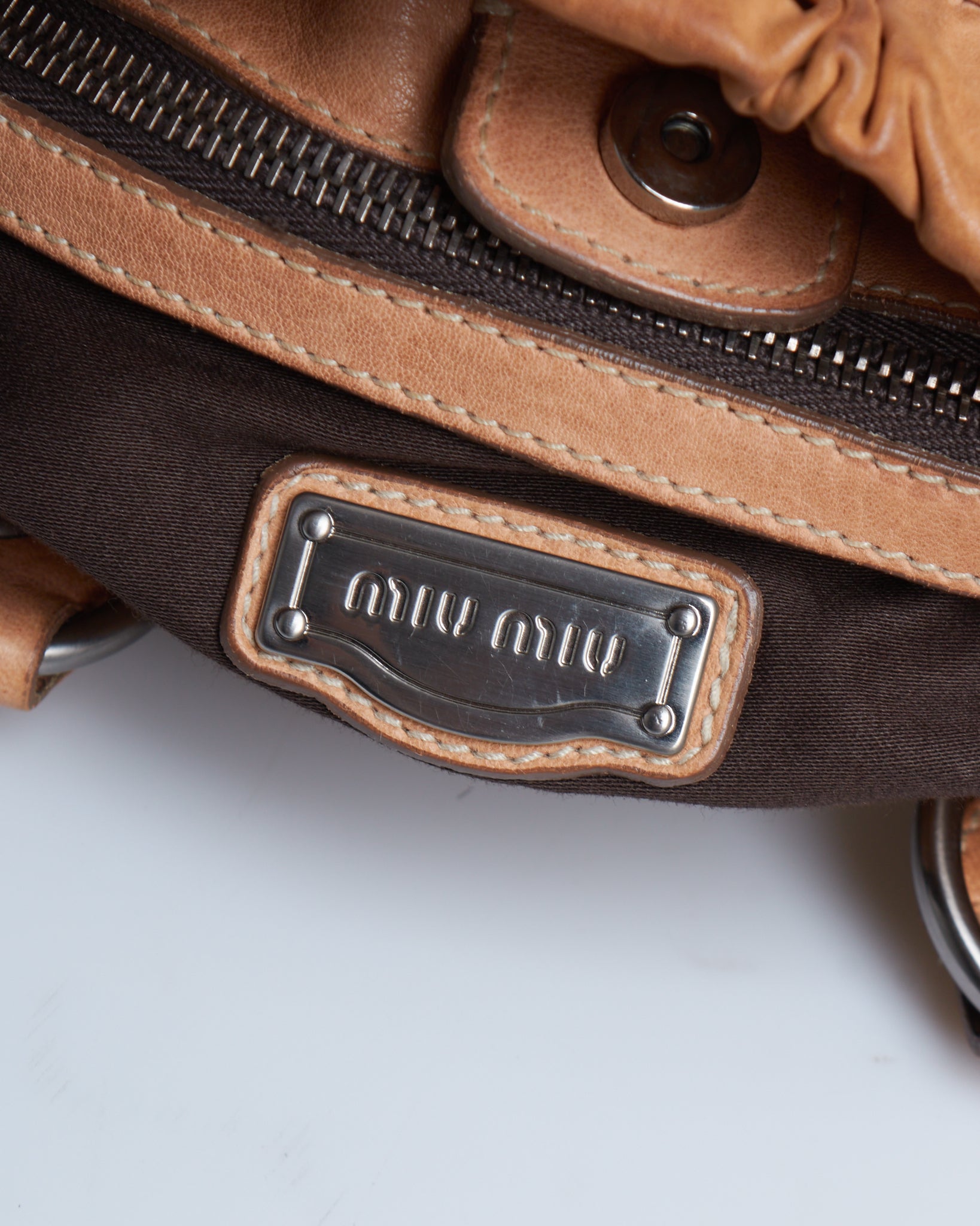 Miu Miu Vitello Lux Gathered Handle Bag