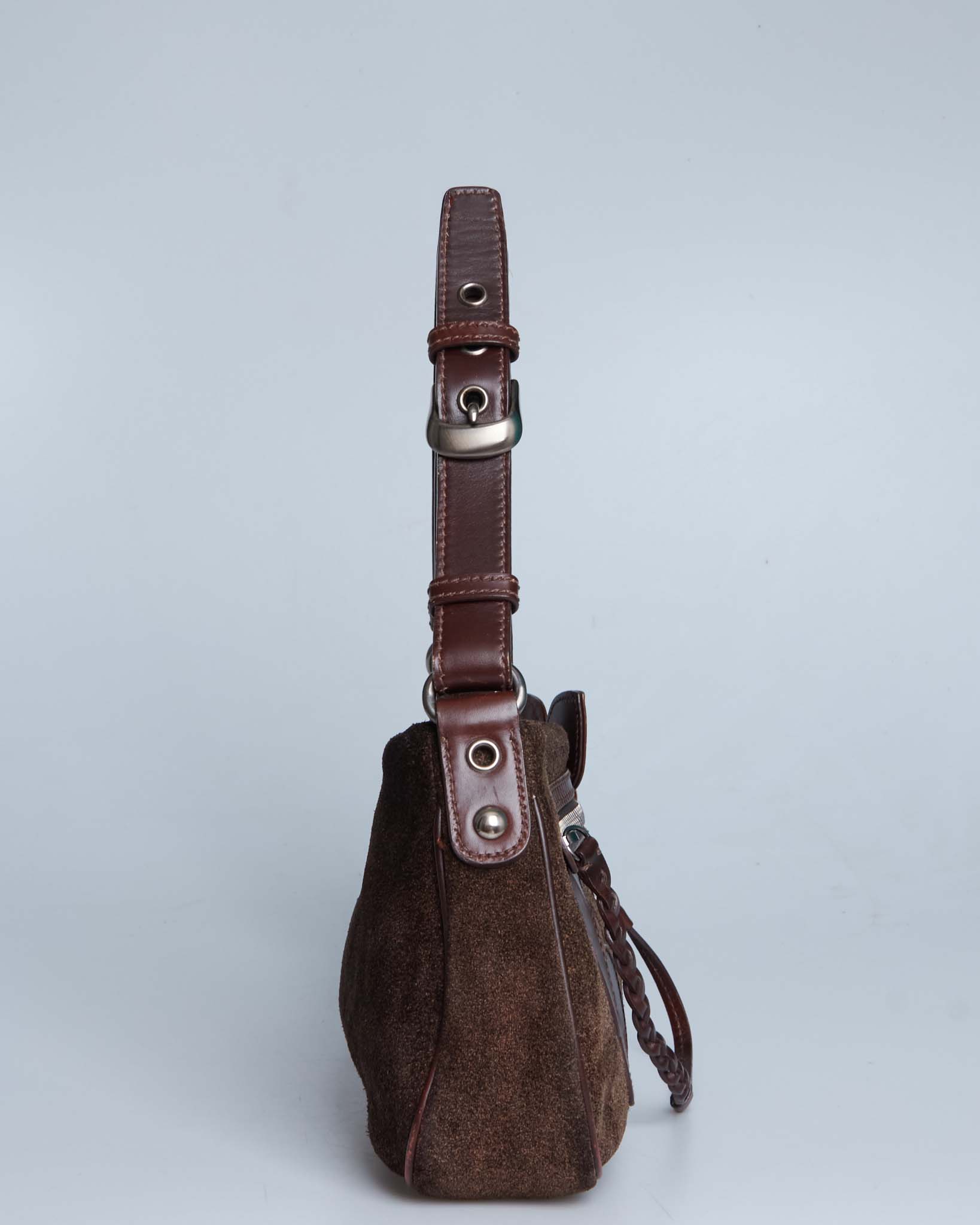 Miu Miu Floral Suede Shoulder Bag