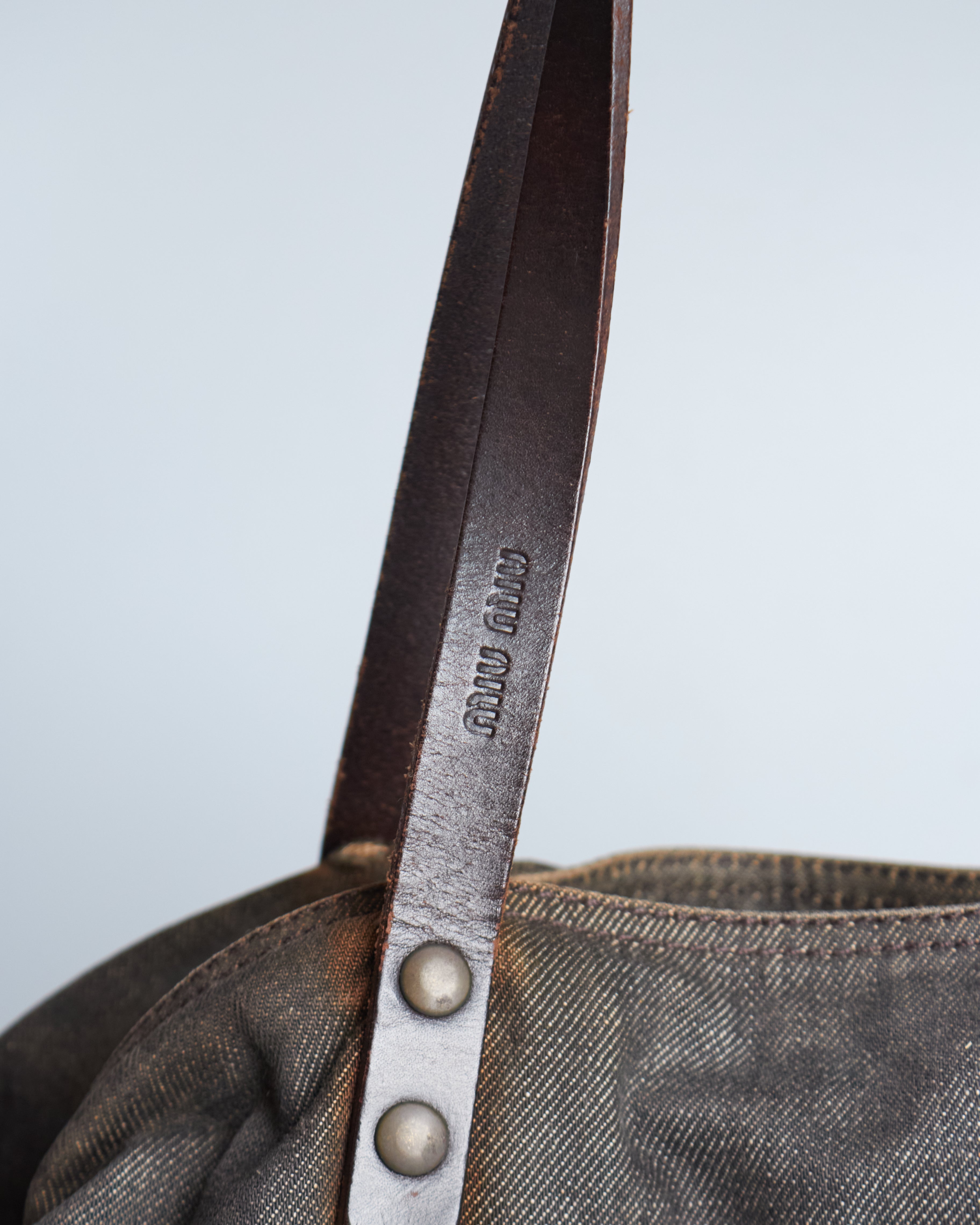 Miu Miu Denim Pony Hair Tote Bag Large