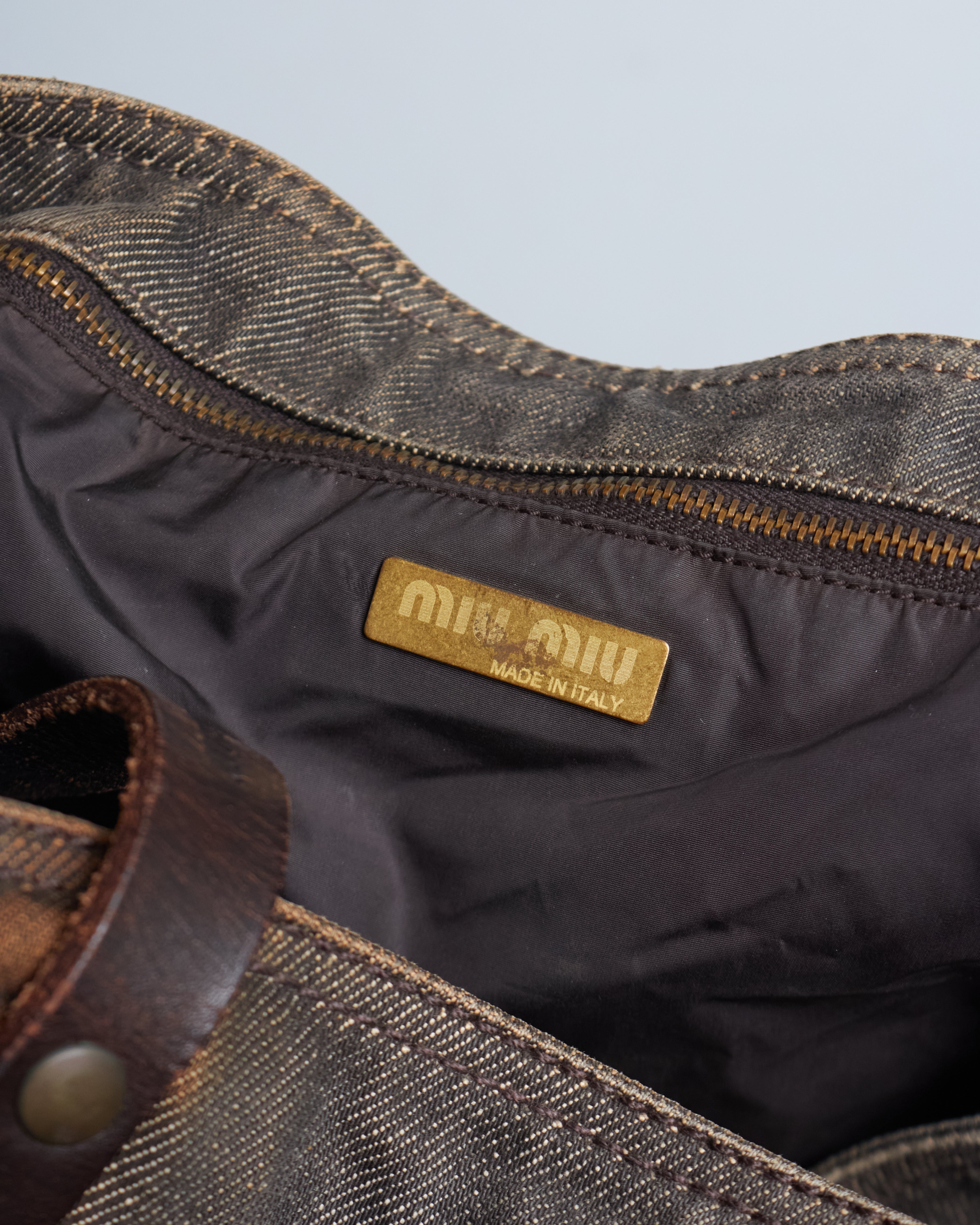 Miu Miu Denim Pony Hair Tote Bag Large