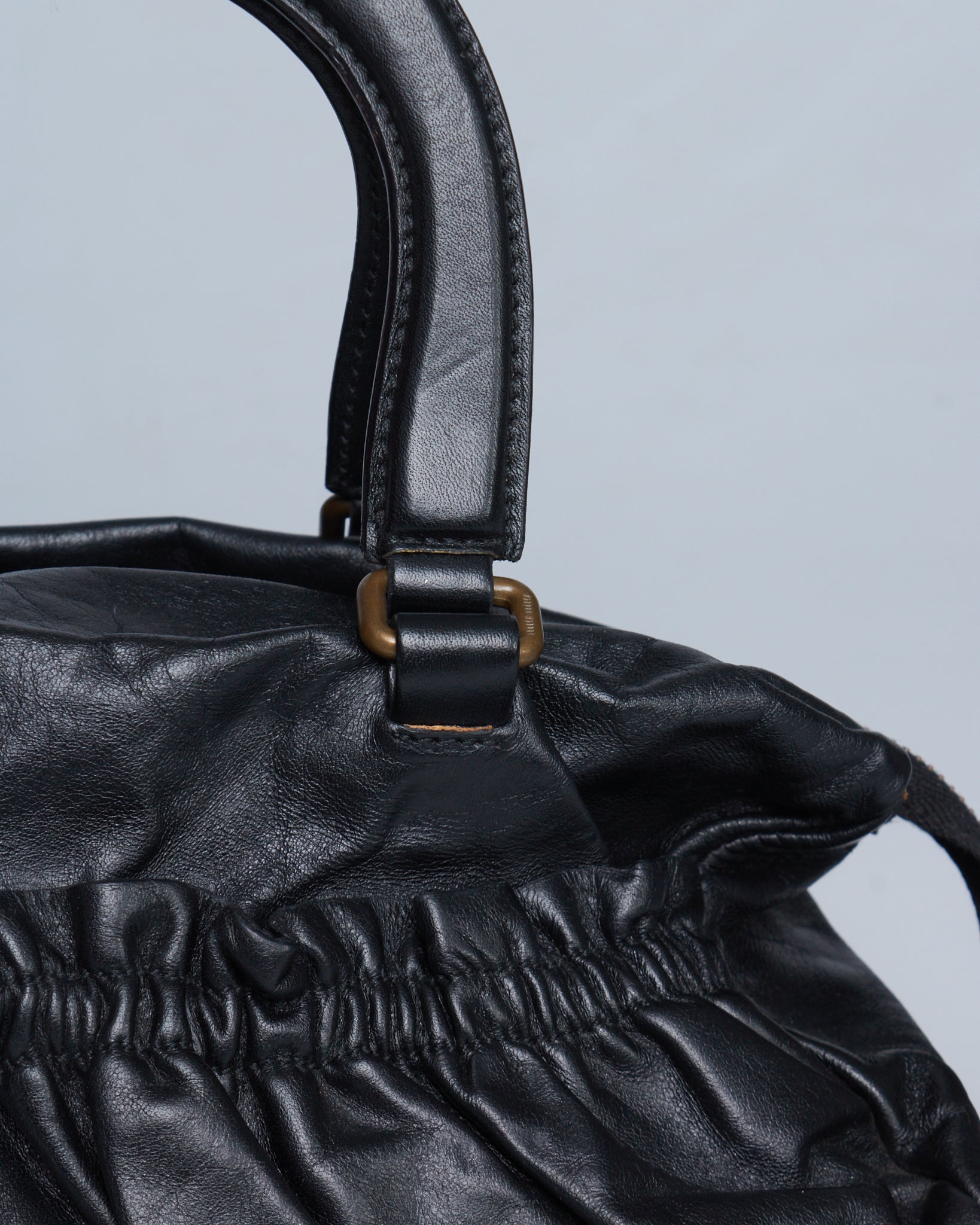 Miu Miu Gathered Leather Handbag