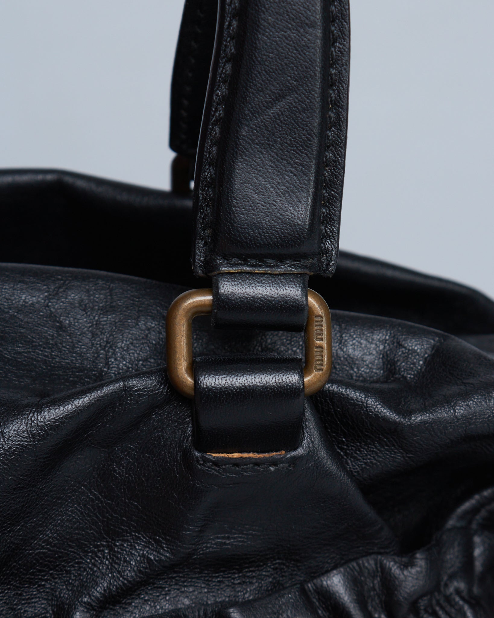 Miu Miu Gathered Leather Handbag