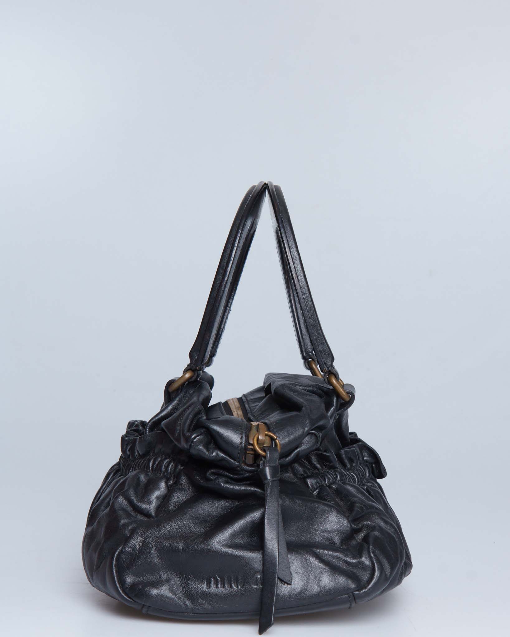 Miu Miu Gathered Leather Handbag