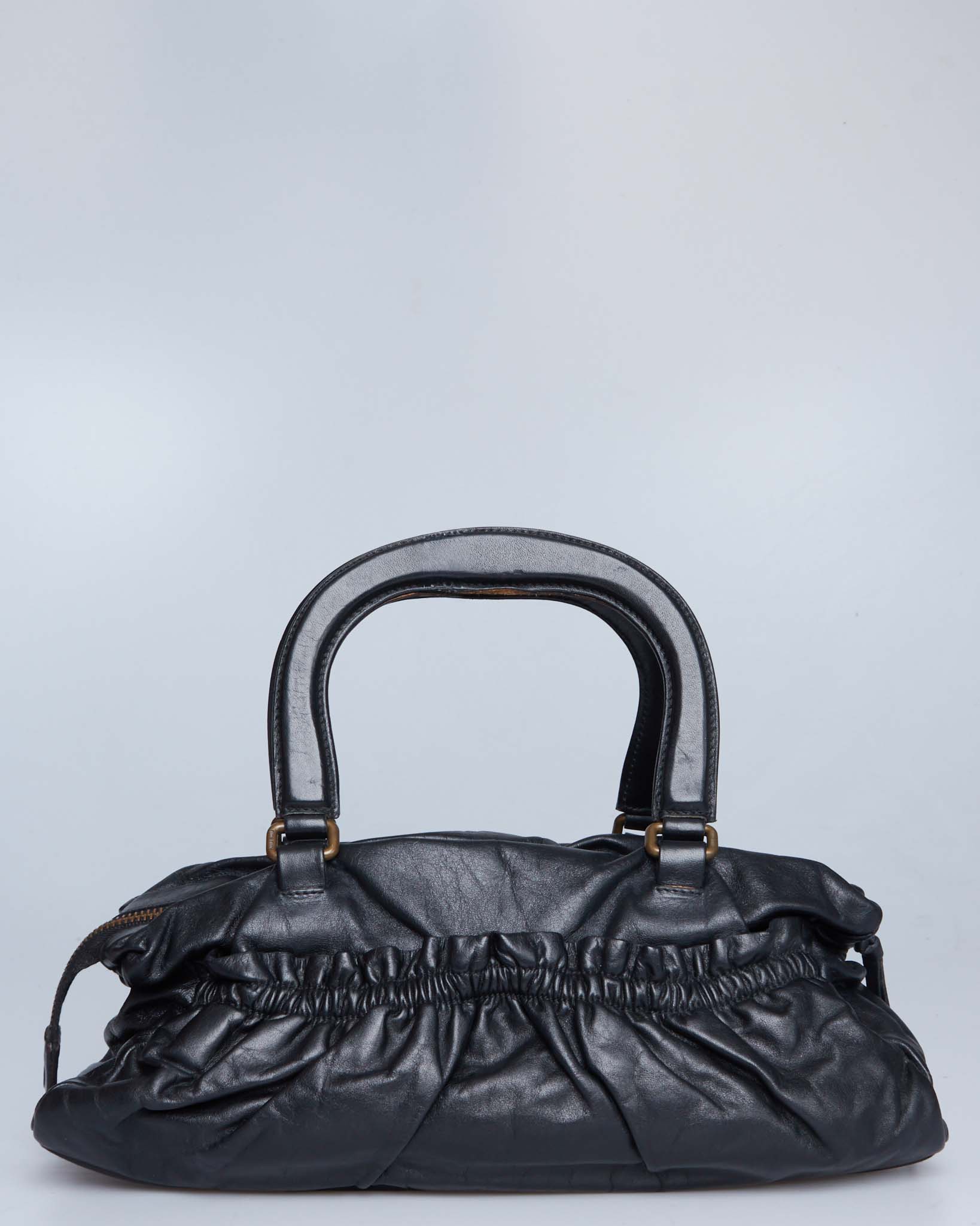 Miu Miu Gathered Leather Handbag