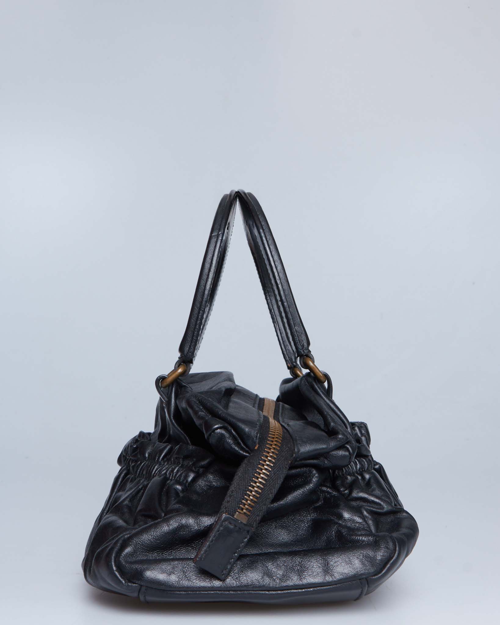 Miu Miu Gathered Leather Handbag