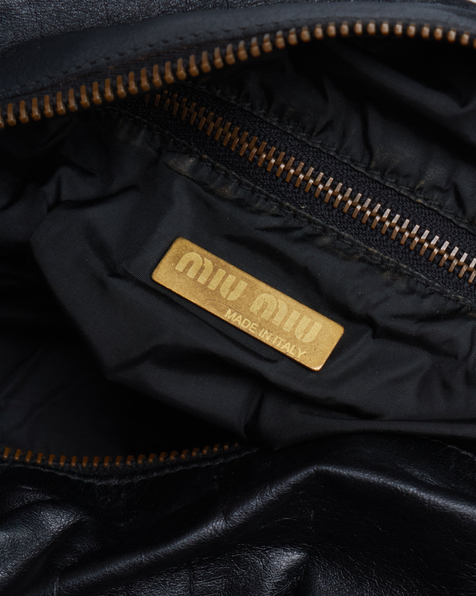 Miu Miu Gathered Leather Handbag
